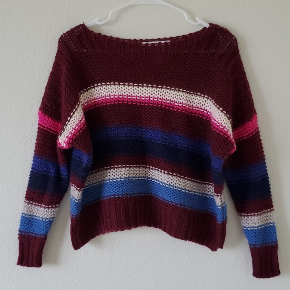 Burgundy and blue sweater